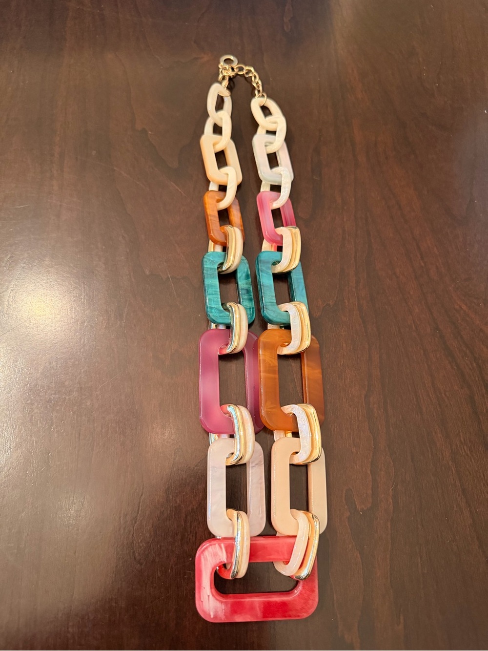Colorblock Resin Link Necklace - Multi
